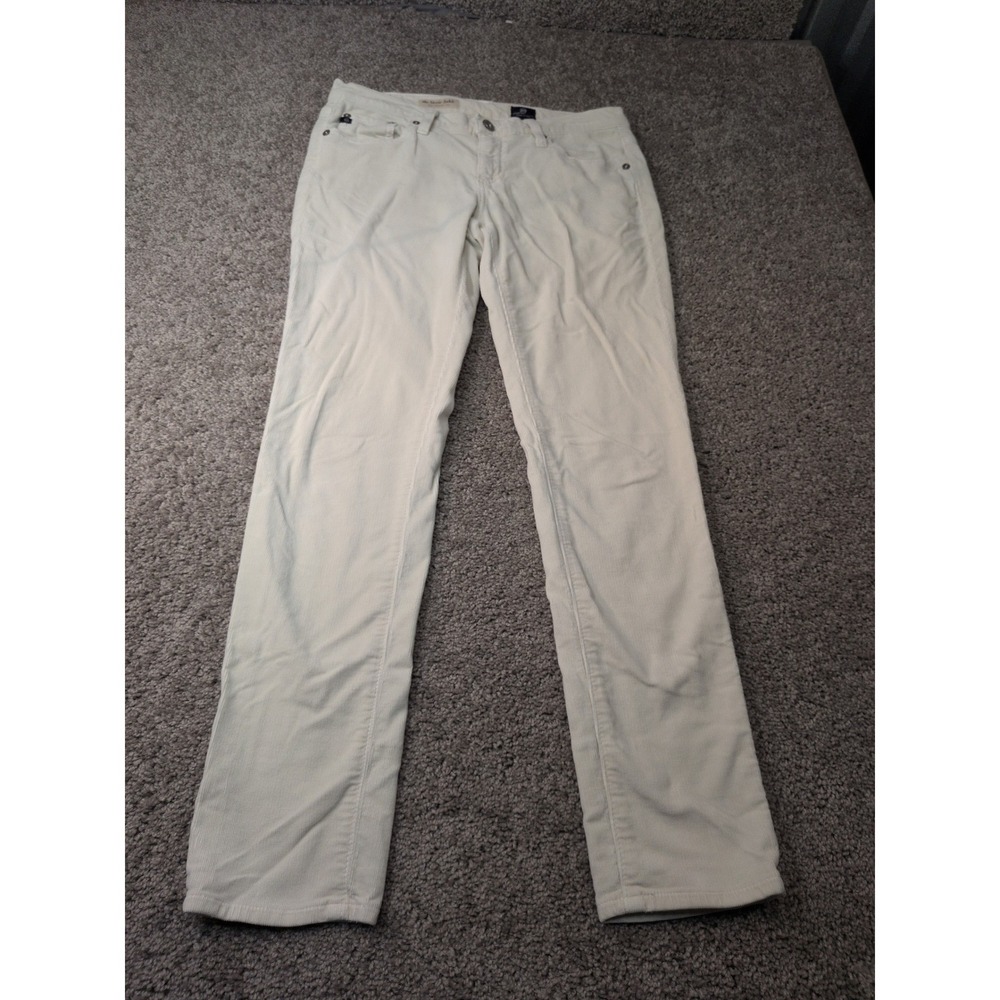 AG Adriano Goldschmied The Stevie Ankle Corduroy Slim Straight Pants Ivory 28R